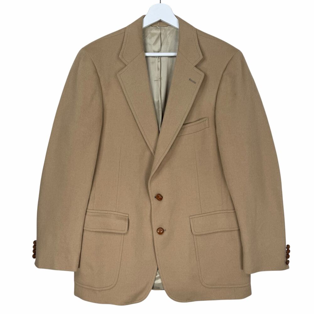 Vtg Ralph Lauren Chaps 40L Tan 100% Camel Hair Blazer Jacket Sport Coat USA